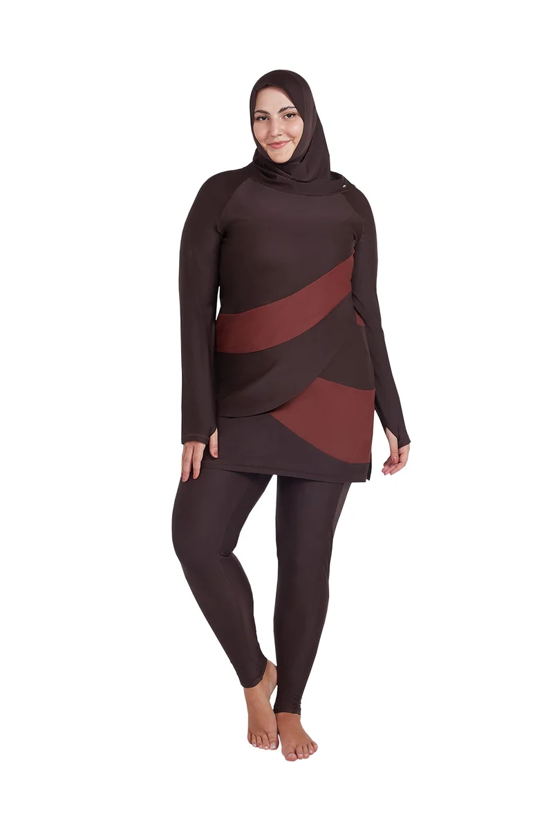 COEGA  Ladies Ladies Modest 3pc Swim Set - Chocolate Tie Dye